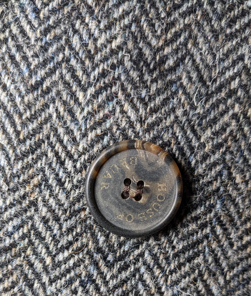 House Of Bruar Harris Tweed Grey Herringbone Double Breasted Jacket Size 12 VGC - Picture 6 of 8